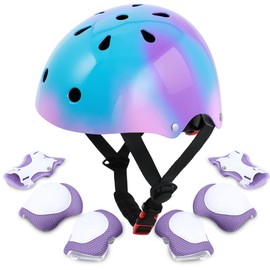 DINILEMU Kids Bike Helmet Pad Set for Kids Ages 3-5 5-8 Girls Boys Toddler Skateboard Helmet with Knee Pads Elbow Pads Wrist Guard Protective Gear Set for Sports Bicycle Roller Skating Scooter