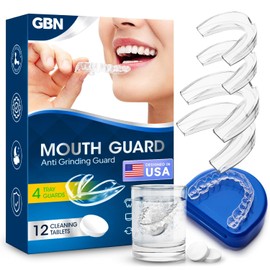 GBN Mouth Guard for Sleeping - Comfort Fit Night Guards for Nighttime Use - Reusable Mouthguard, Nightguards for Adults Includes 2 Sizes & 1 Travel Case