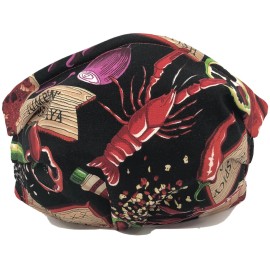 Handmade Cajun Cuisine Louisiana Crawfish Green Face Mask Triple Layer Double Wire Fitted