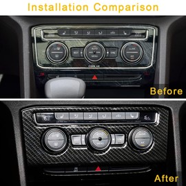 CHICHENKJ for Volkswagen Atlas 2018 2019 2020 2021 2022 2023 Atlas Cross Sport Accessories, Center Console Knob Panel Cover ABS Carbon Fiber Texture