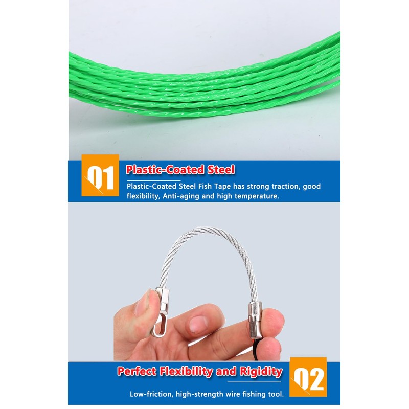 Fish Tape Cable Puller Kit 82FT 25m 4.5mm PET Electrical