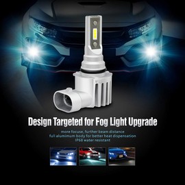 SIRIUSLED SP 9145 9040 H10 High Power Ultra Bright LED Fog Light Bulb 5000 Lumen Super Compact Fanless Pure White 6000K Lamp Pack of 2 for Ford F150 F250 F350