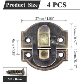 Waziaqoc 4Pcs Antique Toggle Hasp Latch, Small Iron Duckbilled Latch Retro Style Decorative Hasp Latch Hardware for Wooden Box Cabinet Chest Jewelry Box, Bronze