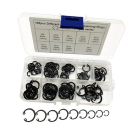 VILLFUL Complete 65mn Carbon Steel Snap Ring Kit 100 Pieces Retaining for Automotive Industrial Machinery Hobbies