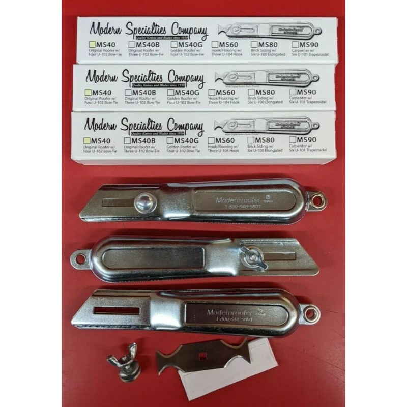 Modern Specialties 3 Roofers Knives with 4 Bowtie Blades each