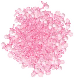 Zerodis 200Pcs Acrylic Baby Pacifier for Baby Shower Decorations Nipples Baptism Birthday Gift Baby Table Scatter Party Favors Games & Activities, 0.8x0.4x0.4in (Pink)