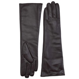 VIKIDEER Long Genuine Leather Gloves for Women Full Touchscreen Winter Warm Lined Elegant Type 15.5'' Brown Large