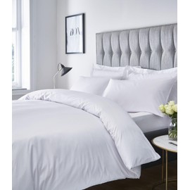 Catherine Lansfield Platinum Satin Stripe 300 Thread Count Fitted Sheet, White, Double