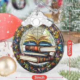 Book Lovers Gifts, Book Ornaments for Christmas Tree, Book Lover Christmas Ornaments, Gifts for Book Lovers,Book Decor, Book Lover Ornament, Librarian Ornament, Stained Glass Christmas Ornament