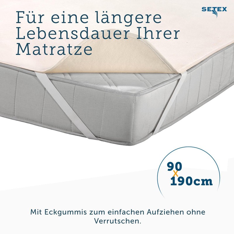 Setex Molton Mattress Protector, natural, 80 x 200 cm
