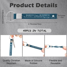 Sureio 49 Pcs Christian Keychains Church Gifts in Bulk Bible Verse Keychains Religious Siliconce Inspirational Keychains Sunday School Teacher Gifts for Church Favor