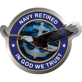 ProSticker 1090 (One) 4" Military Series Navy Retired in God We Trust Eagle Decal Sticker