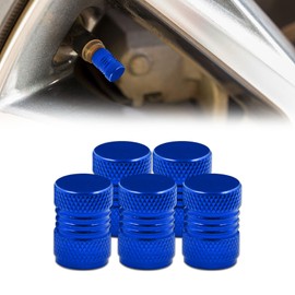5PCS Tire Valve Stem Caps, Air Caps Cover, Aluminum Alloy Wheel Valve Stem Covers with Rubber Ring, Car Accessories Corrosion Resistant Airtight Tire Dust Caps for Cars, SUVs, Trucks (Blue)