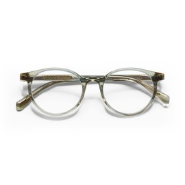 eyebobs Case Closed Premium Blue Light Reading Glasses for Women and Men | Round Blue Light Blocking Computer Glasses | Olive Crystal Front and Temples | 3.50