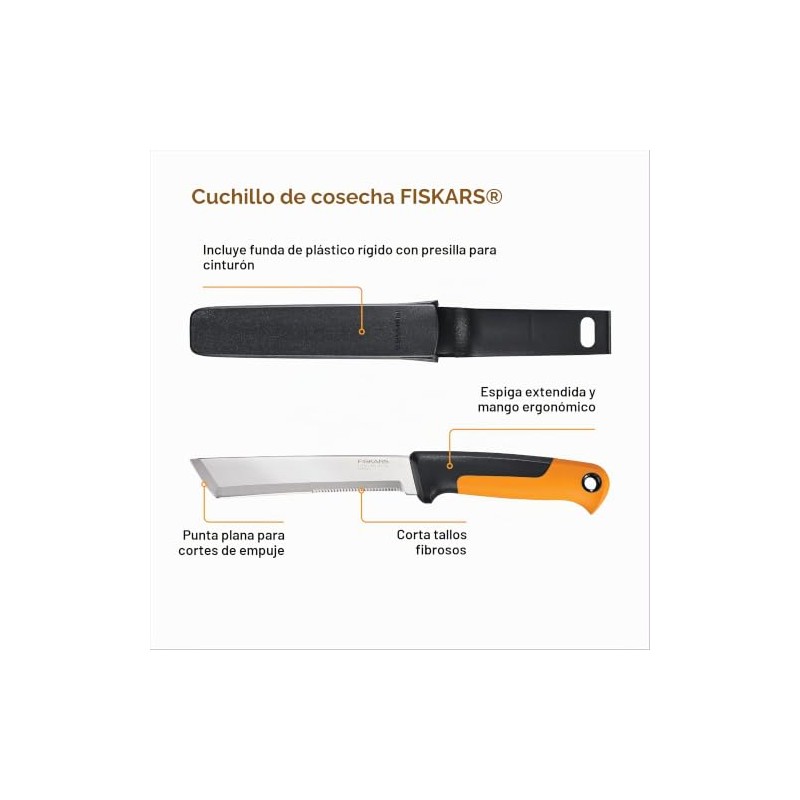 Fiskars - Cuchillo de cosecha con borde dentado, herramienta de