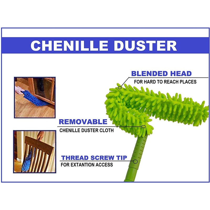 Sevia Flexible Microfiber Cleaning Duster with Extendable Rod for Home