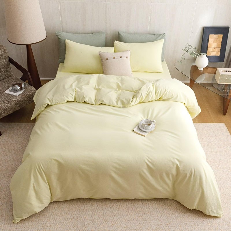 CLOTHKNOW Yellow Bedding Duvet Cover Set Queen Washed Cotton Light
