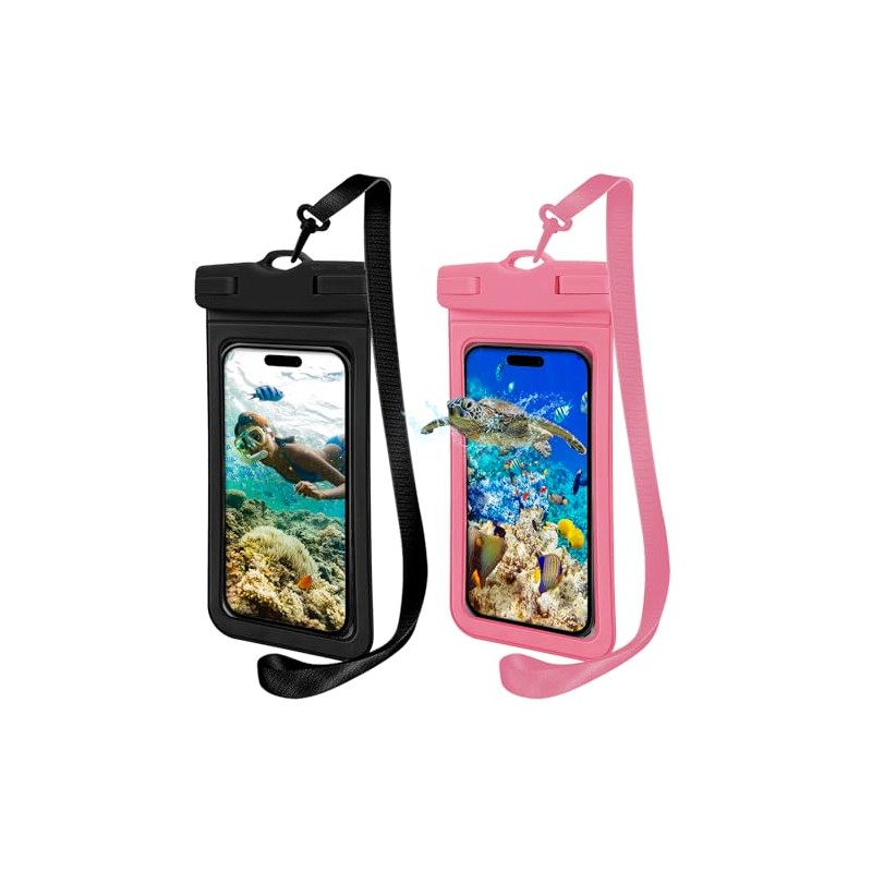 Lostrain Funda Impermeable Móvil Celular 2Pzs,IPX8 Protector de Celular para