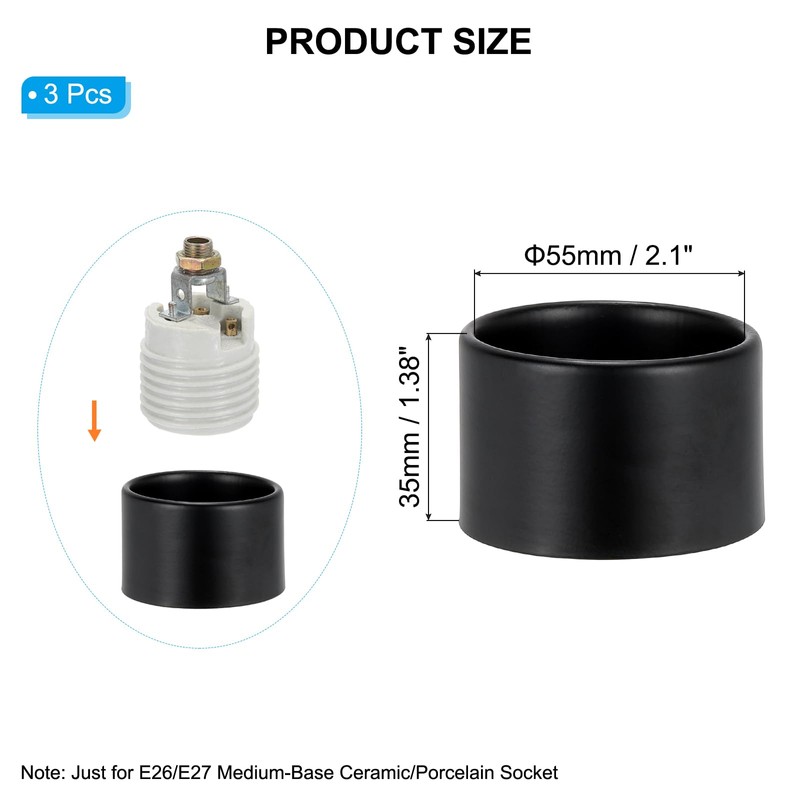 PATIKIL Light Socket Shade Ring, 3pcs E26 E27 Medium Base