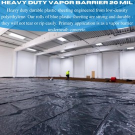 Concrete Vapor Barrier - 20 mil - Heavy Duty Black/White Plastic Tarp, Polyolefin Vapor Barrier Plastic Sheeting, Concrete Vapor Barrier, Roll of Heavy Duty Plastic, Dura Smooth (6' x 30')