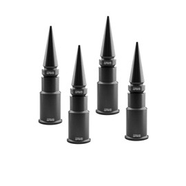 TRUE SPIKE 4 pc Gunmetal Spike Tire Air Valve Stem CAPS Cover in Heavy Gauge CNC Machined Billet Aluminum Short Compatible with Ford Dodge Ram Toyota Nissan Chevy GMC Jeep Isuzu Kia Trucks and SUV
