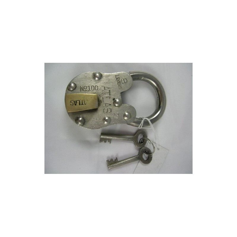 Large Iron Antique Style Replica Atlas Padlock with 2 Keys