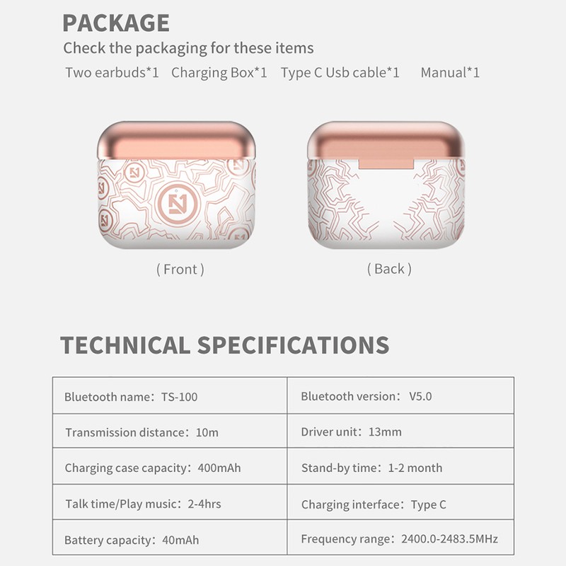 Graffiti Wireless Headphones Bluetooth 5.0 Earphone TWS HIFI In Ear