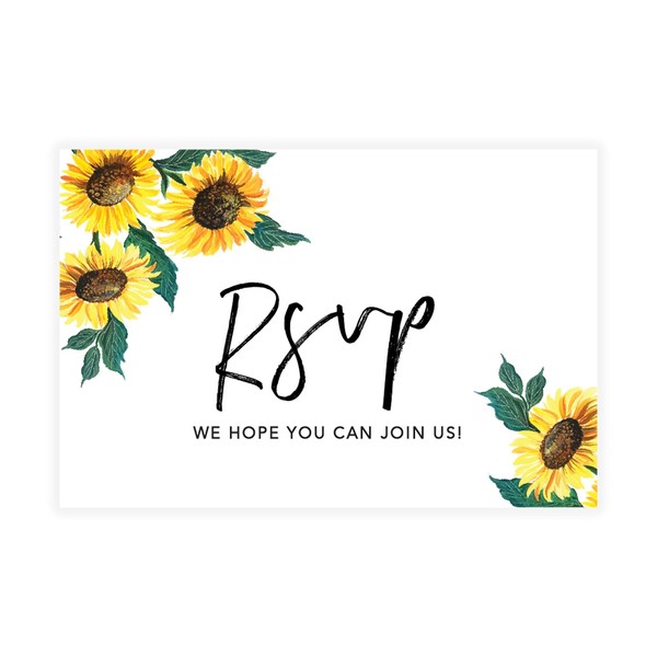 Andaz Press 56-Pack Wedding RSVP Cards Response Postcards 4x6-Inch Sunflowers RSVP Cards For Wedding Invitations Bridal Shower Baby Shower Birthday Quince Invites Wedding Reply Cards