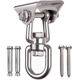 WAREMAID Heavy Duty 360° Swivel Swing Hanger, Stainless Steel Hammock Hook for Ceiling Wooden Porch Swing Hanging kit Playground Gym Rope Boxing Bag Hammock Chair Yoga Mount 1000 lb Capacity