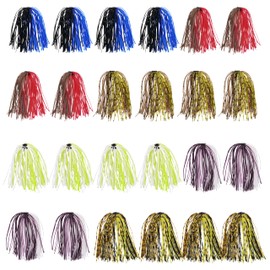 OROOTL Silicone Jig Skirts, 12/24 Bundles Bass Fishing Jig Skirts 50 Strands Spinnerbait Skirt Replacement Fly Tying Making Material for DIY Spinner Bait Buzzbaits Spoon Blade Squid Jig 24pcs
