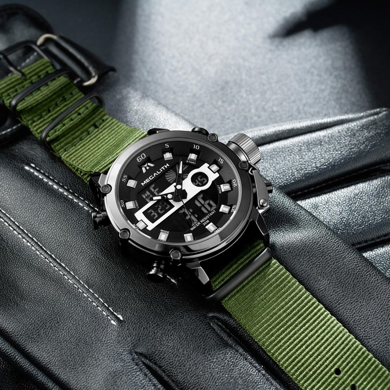 MEGALITH Mens Watches Digital Black Military Watch Sports Waterproof Analog