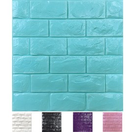 30PCS 3D Wall Panels Peel and Stick Faux Brick Wallpaper Blue Self Adhesive Foam Brick Paneling Faux Stone Wall Panels (30PCS, Blue)