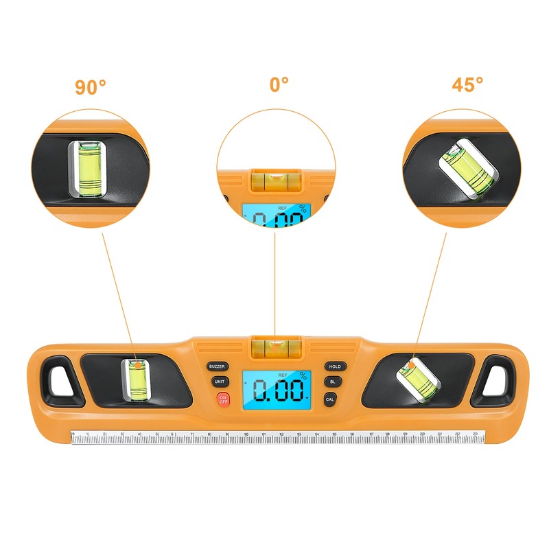 Digital Protractor LCD Display Stainless Steel Magnetic Level Multifunctional Angle