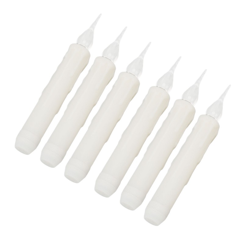 6 Pcs LED Taper Candles Smokeless Reusable Warm Light Long