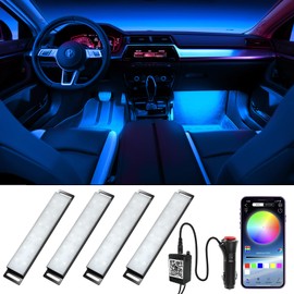 Honalia LED Car Lights Interior, Lights for Car Interior with Smart APP Control, Multicolor Auto Interior Lights with Music Mode, Car Floor Lights with Car Charger for Truck Jeep SUV, DC 12V