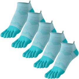 GINZIN Toe Socks Women's Trainer Socks, Breathable Five Fingers Running Socks, Cotton Women's Socks, 5 Pairs, blue, 35 - 38