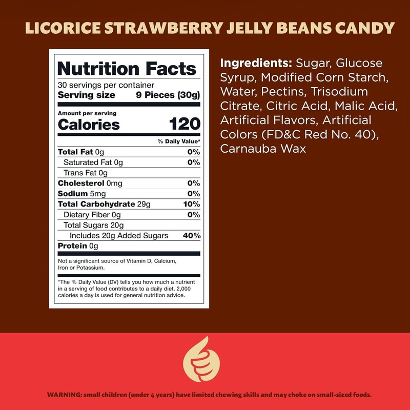 iLike! Strawberry Licorice Jelly Beans Candy, Classic Treat, 2-Pound Pack
