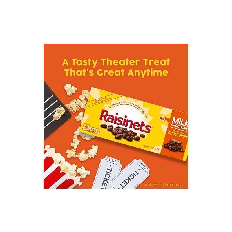 Raisinets, Milk Chocolate Covered California Raisins, Movie Theater Candy Box...