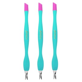 IVON 3pcs Cuticle Trimmer Pusher, Rubber Tip Soft on Nail Bed