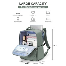 bergsalz Ryanair Travel Backpack Women's Hand Luggage 40 x 20 x 25 Backpack Hand Luggage Aeroplane Backpack 40 x 20 x 25 Women Men Waterproof, Green, Rucksack