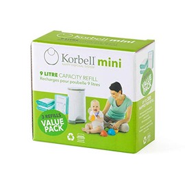 Korbell 9L Nappy Bin Disposable Liners, Pack of 3