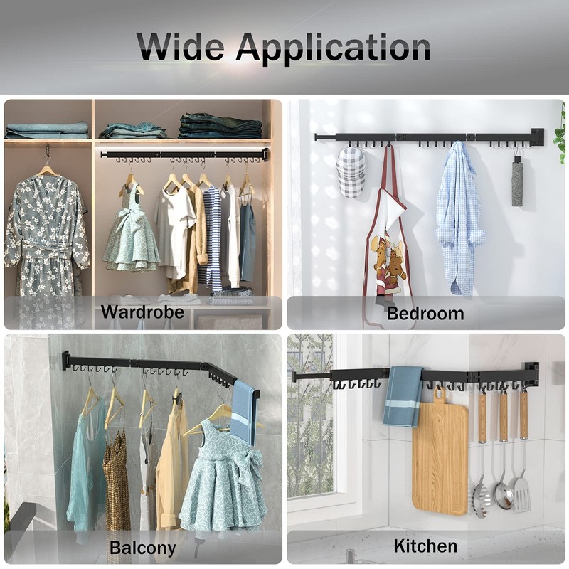 BOQORAD Clothes Drying Rack Wall Mounted,Extending Laundry Rack Wall Mount,Collapsible
