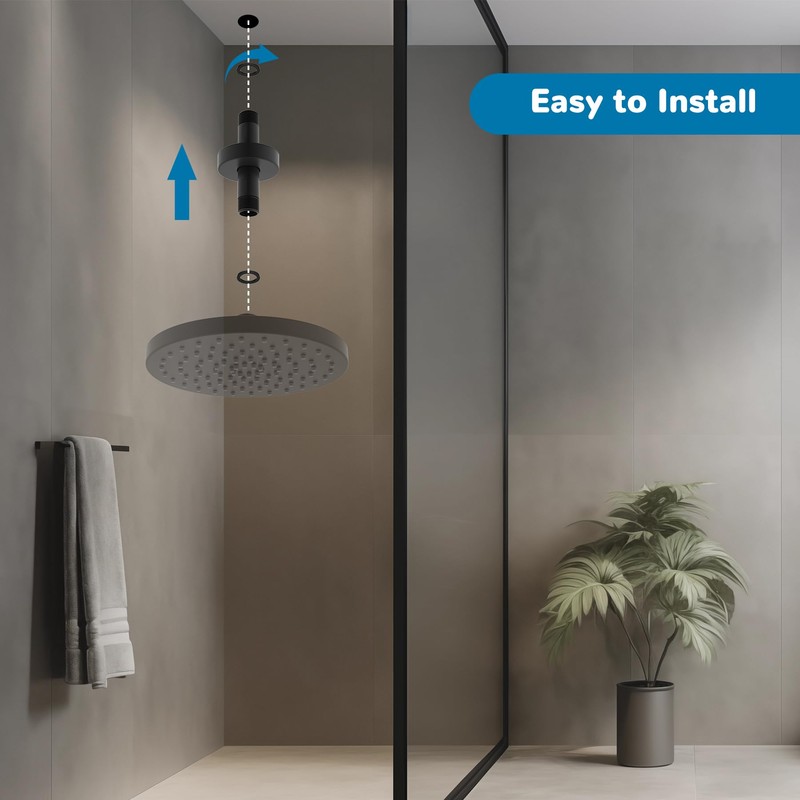 Hibbent All Metal Ceiling Mounted Shower Arm, 6 Inch Shower