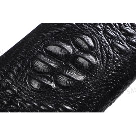 SAMIYU Men's Long Wallet, Round Zipper, Crocodile, Black, Embossed Crocodile, Wallet, Large Capacity, Card & Coin Purse, Black