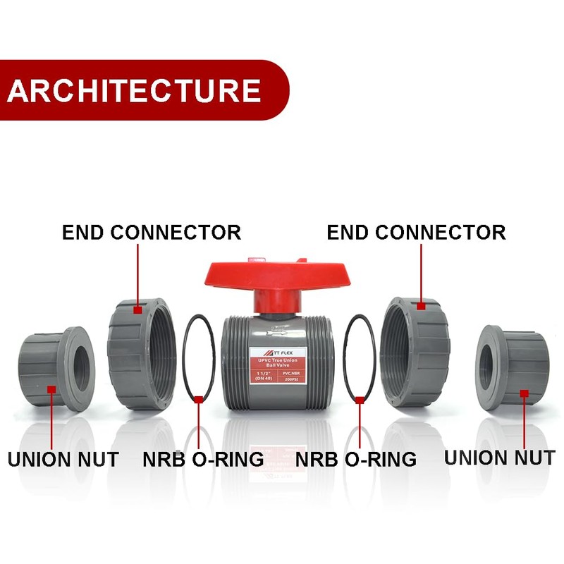 TTFLEX 1-1/2" Inch (DN40) True Union Ball Valve, ASTM NBR