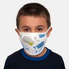 Kawaii Baby Waterproof Kids Cloth Mask, 3-Layer 100% Cotton, Reusable, Machine Washable, School, Activities Pack of 2 Baby Sharks (2-5Yrs, 5-10Yrs)