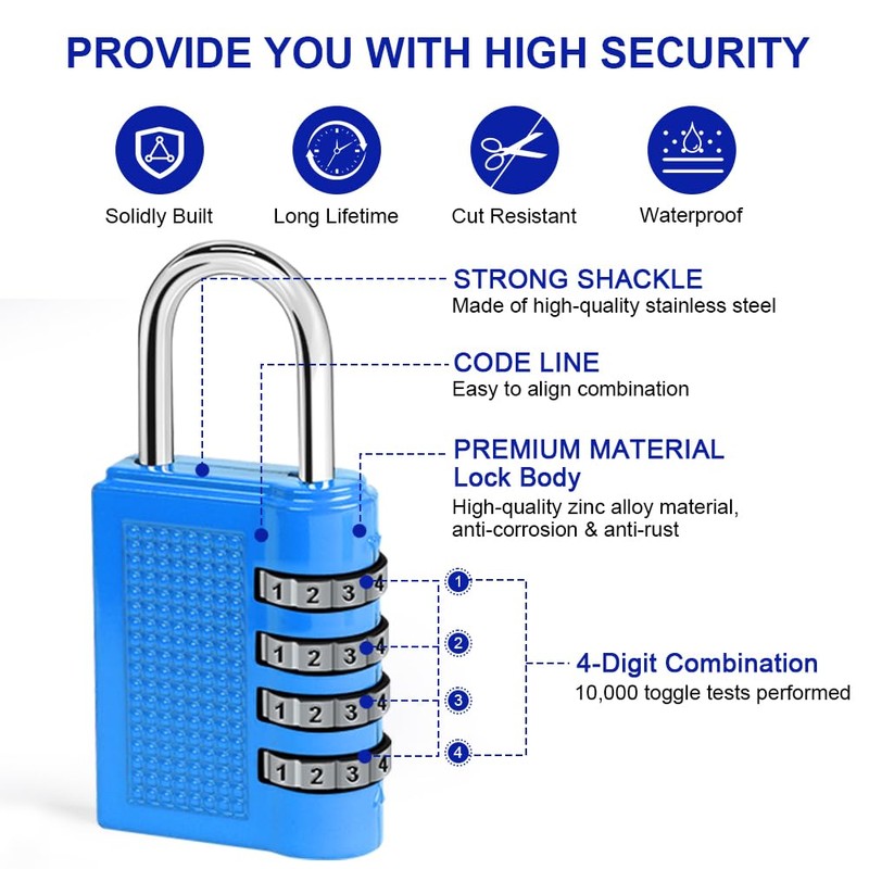 Flintronic Luggage Locks, 4Packs Combination Padlocks, 4-Digit Security Padlocks, Small