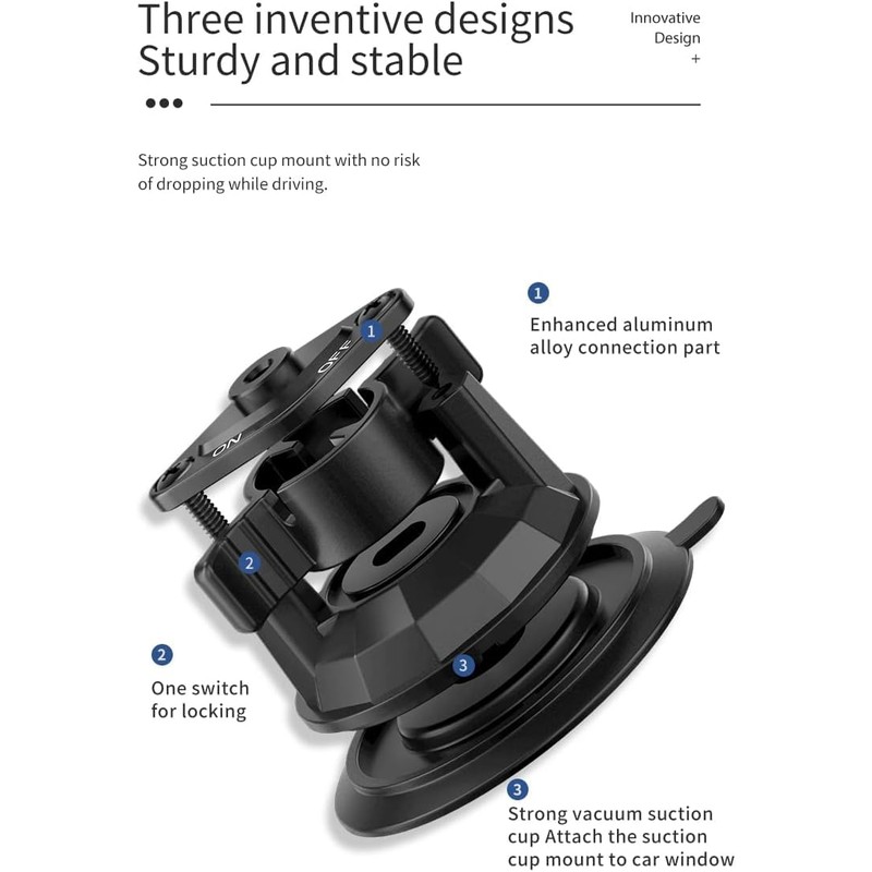 Photoys Vaccum Suction Cup Car Mount,Aluminum Alloy Magic Arm 360-Degree