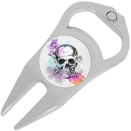 NewCharms Watercolor Skull Golf Ball Marker Divot Repair Tool Bottle Opener