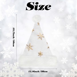 CCINEE Santa Hat for Adults,White Christmas Hat with Snowflake Fur Plush Xmas Hat for Christmas Holiday Party Decoration
